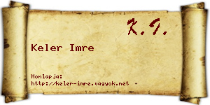 Keler Imre névjegykártya